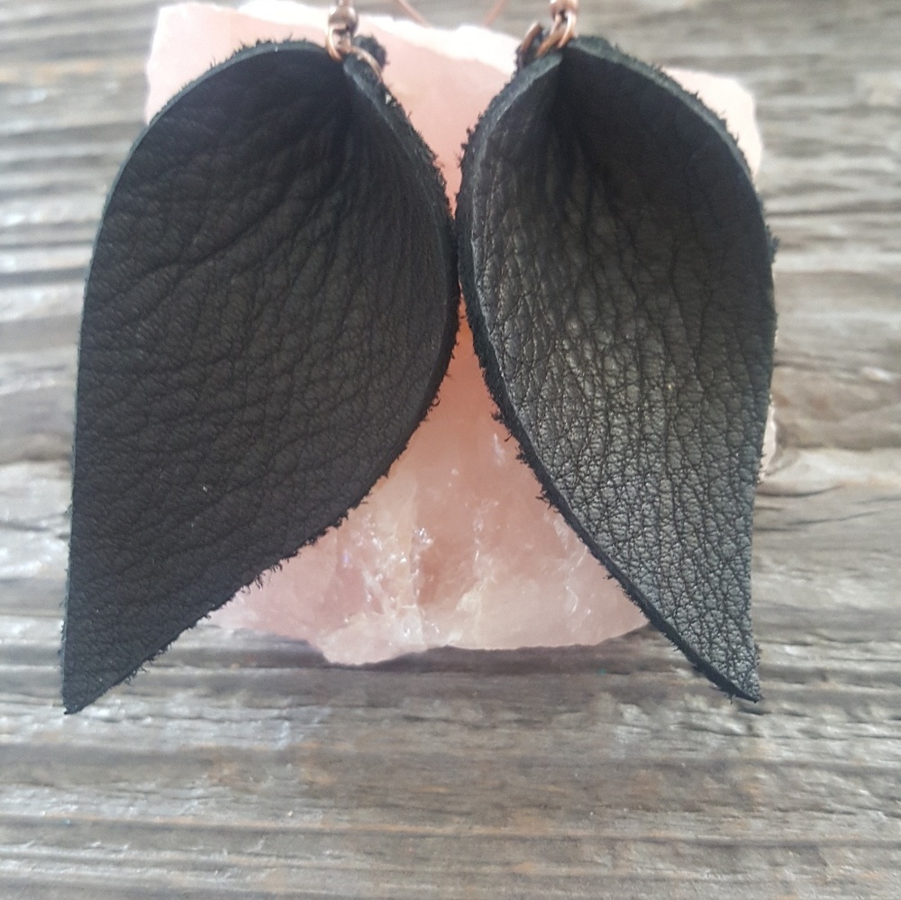 Leather petal earrings-Joanna Gaines inspired